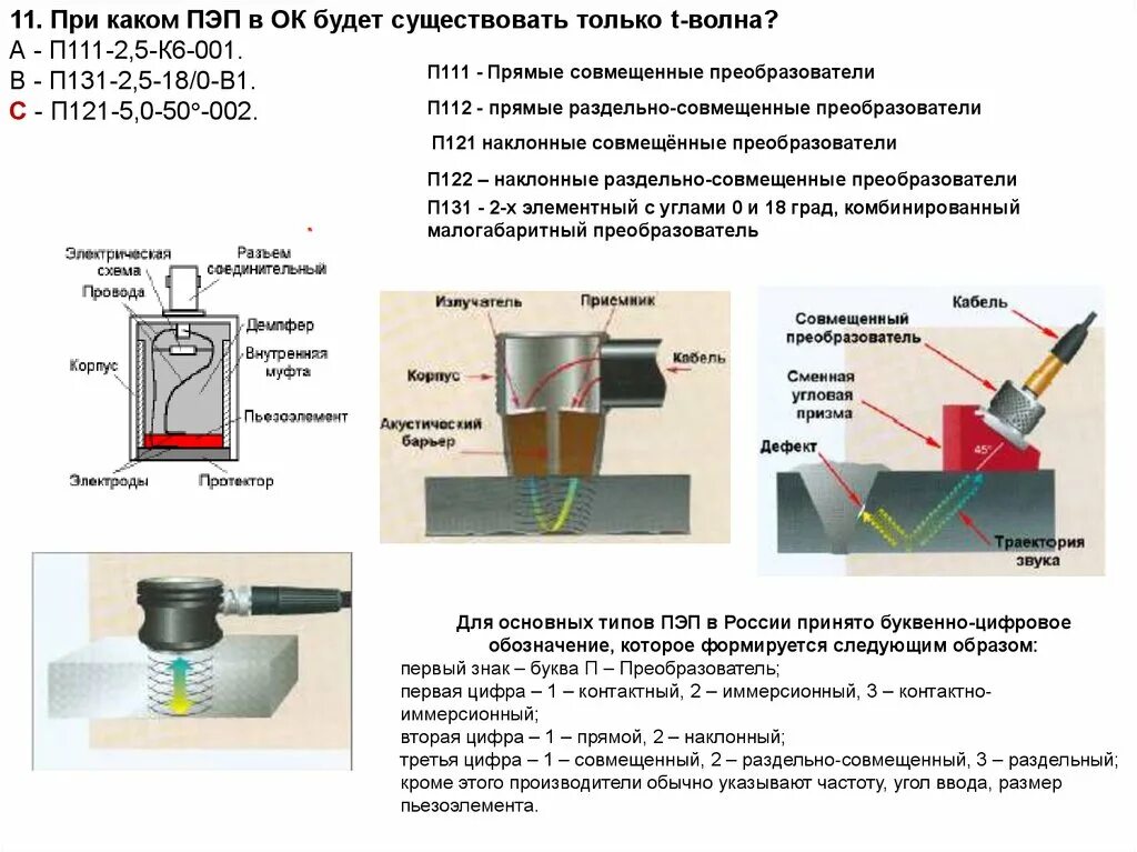 Преобразователи дефектоскопа