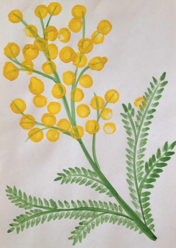 Квиллинг мимоза для начинающих. Мимоза пуантилизм. Букет мимозы ватными палочками. Мимоза рисунок. Ветка мимозы пуантилизм.