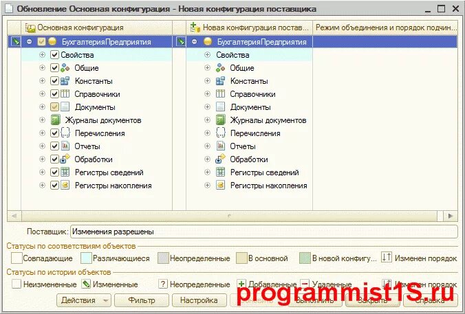 Обновить нетиповую конфигурацию