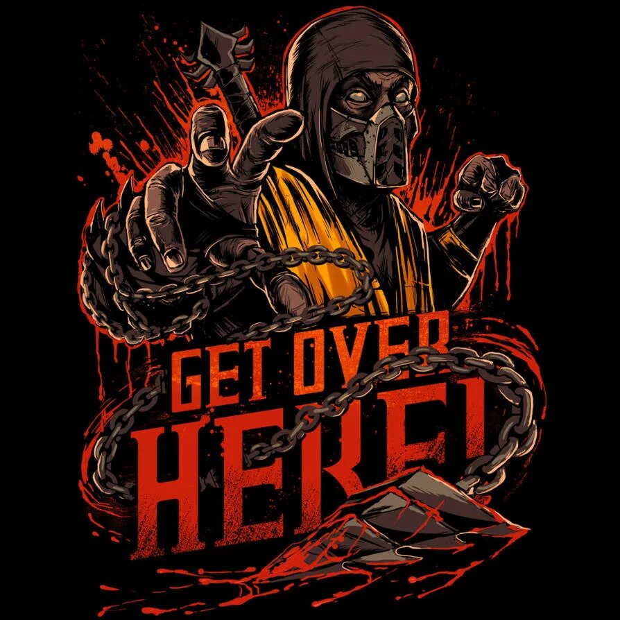 Get over here. Get over here мортал комбат. скорпион mk get over here. скорпион мортал комбат get over here. игровые плакаты.