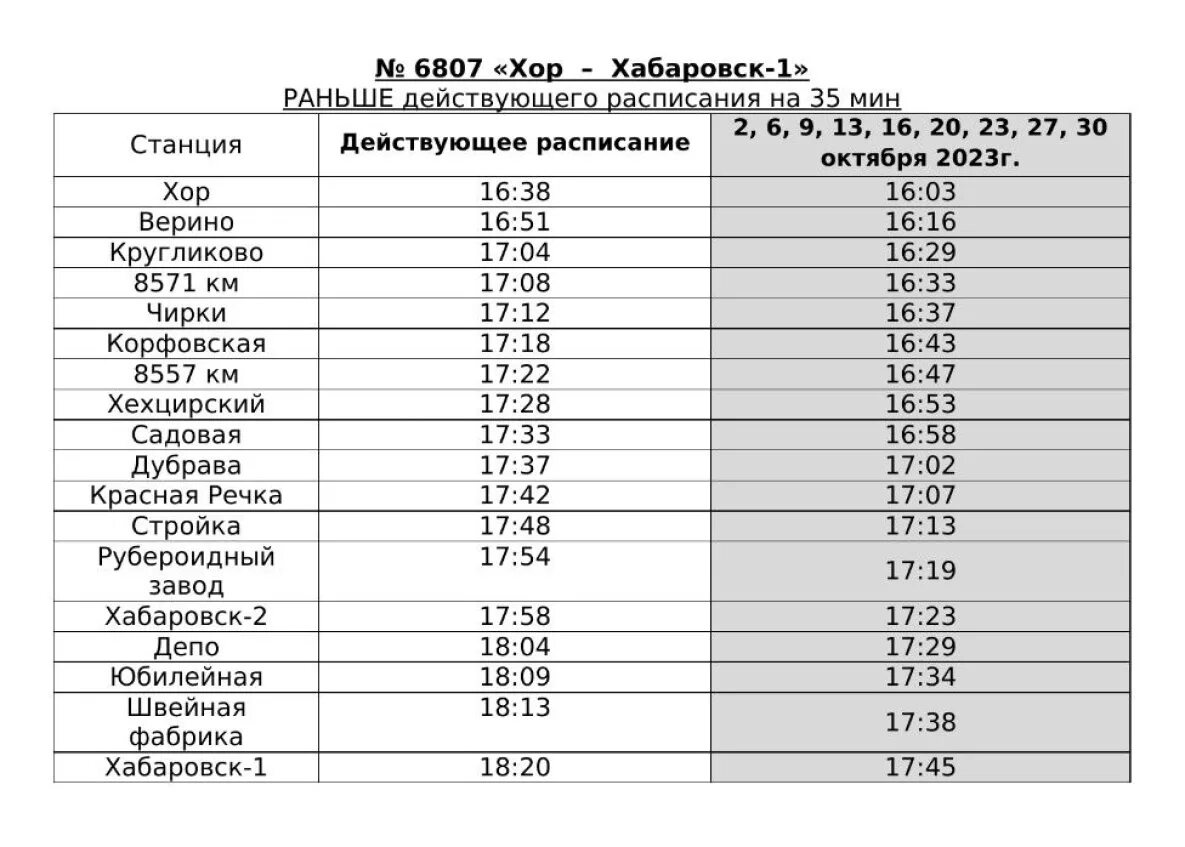 Расписание 26 железнодорожный