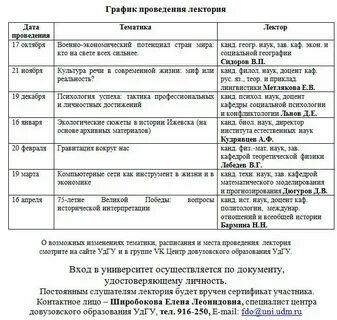 Расписание удгу