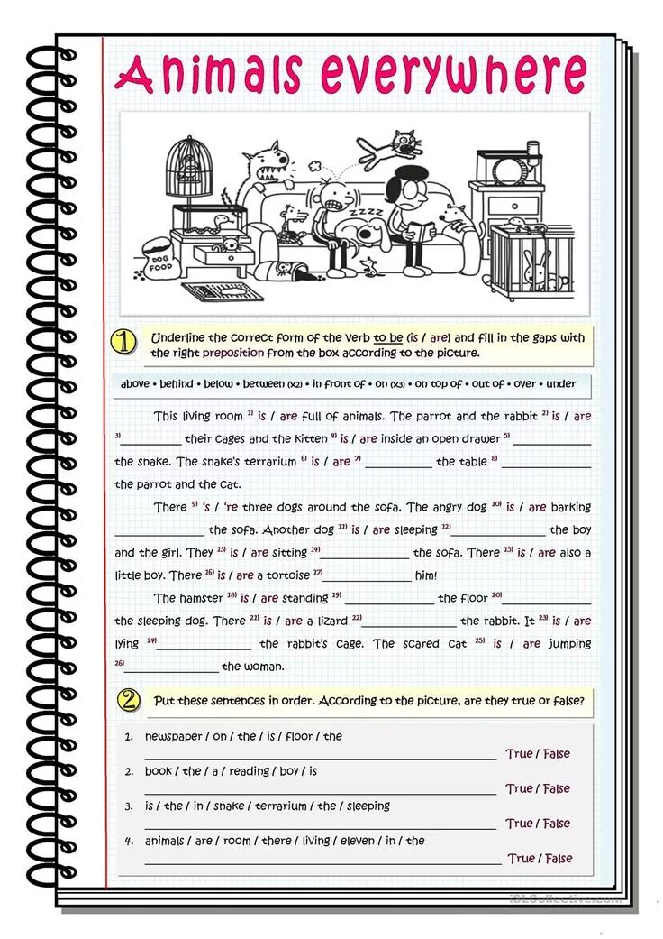 Complete the sentences with the given prepositions. Чтение there is there are. there is there are reading worksheets. there ia there are упражнения. there was were упражнения.