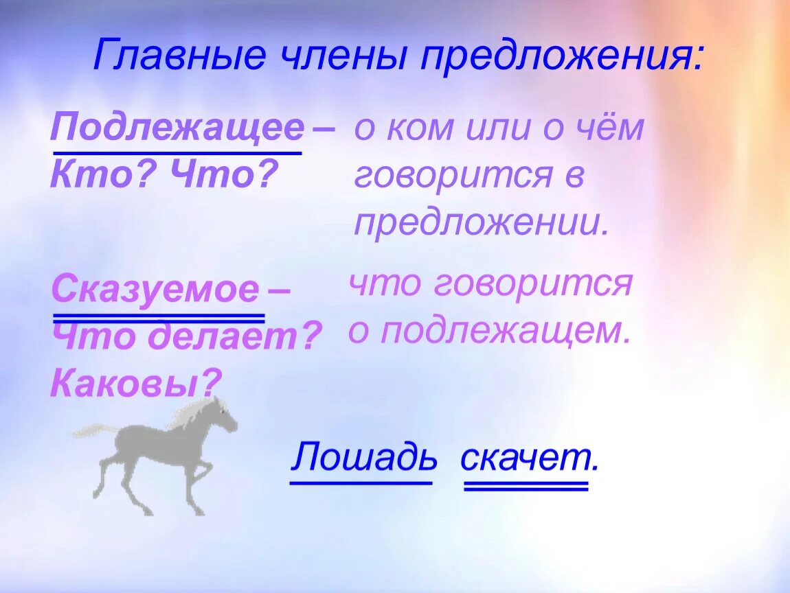 Школа россии подлежащее и сказуемое