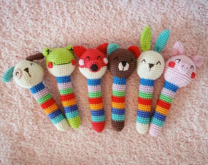 Amigurumi Crochet pattern rattle, teething ring bunny, baby toy pattern Погремуш