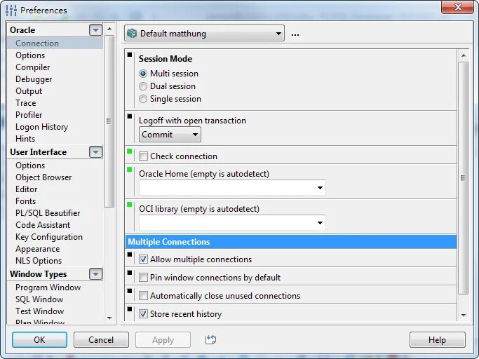 Allow multiple. Locate SQL. Connection options. SQL Oracle NLS параметры. Оракл Разработчик.