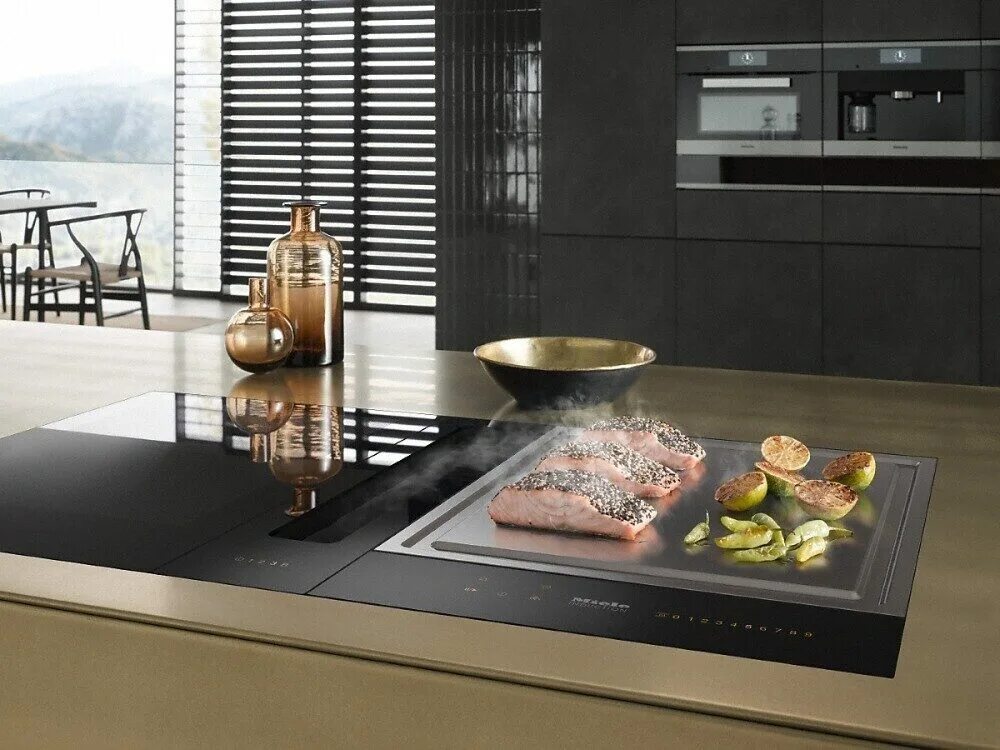 Встраиваемая индукционная панель Miele Teppan Yaki smartline cs7632fl,. Вытяжка Miele csda7001 FL. Miele CS 7612 FL. Тепан Miele. Варочная с вытяжкой встроенной купить