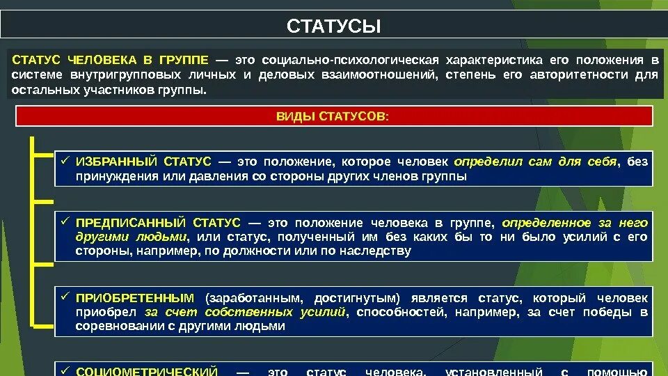 Понятие статус работ. Социальный статус это в психологии. социальные статусы социальная психология. социальный статус личности в психологии это. социально-психологический статус в группе.