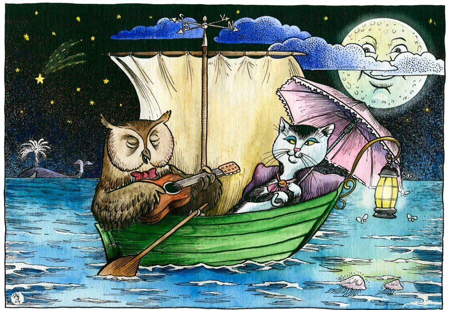 The owl and the pussycat. Сова кот арт. The Owl and the Pussycat 1970.