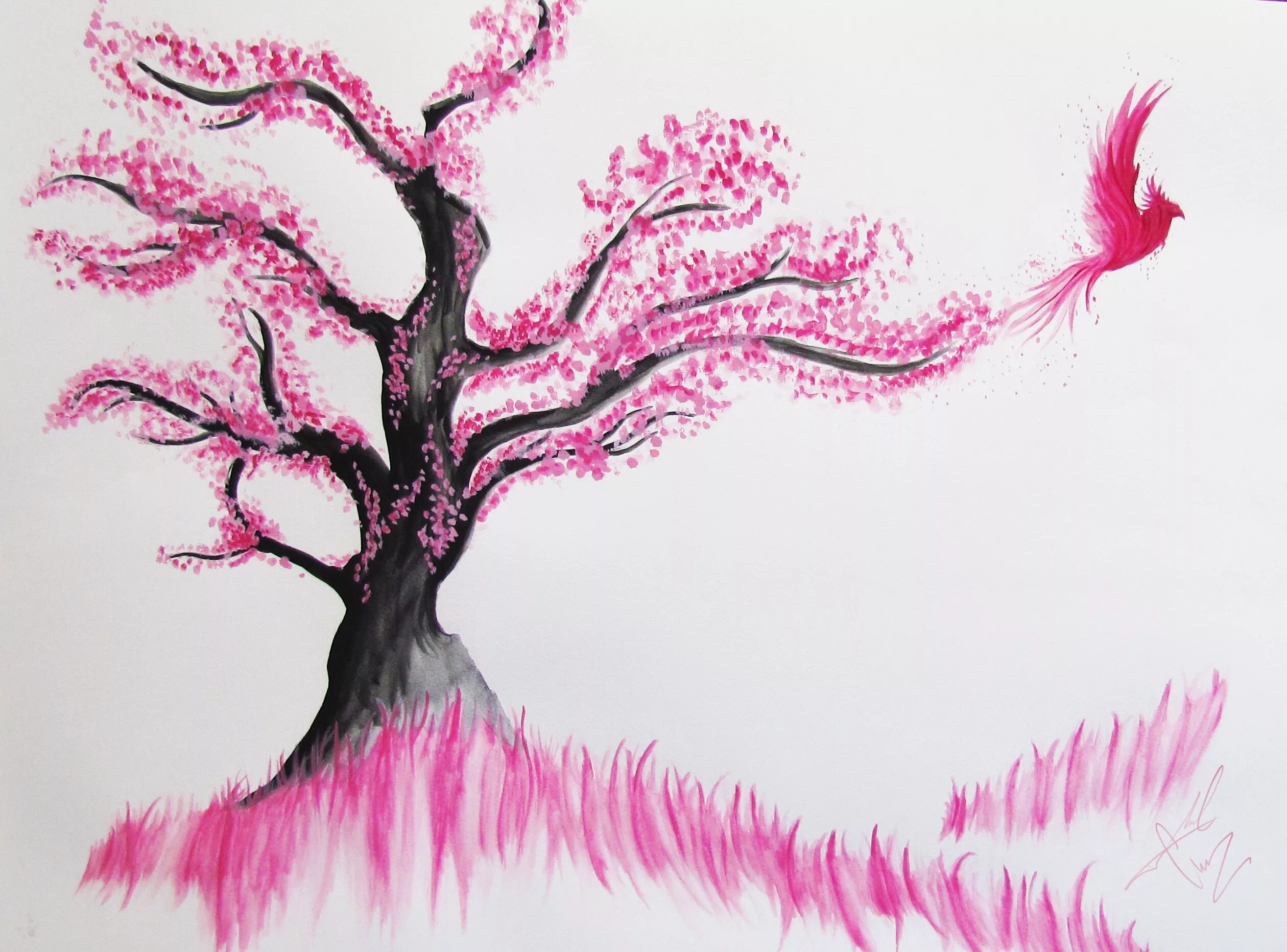 Сакура поэтапно. Дерево рисунок. Дерево Сакура рисунок. Нарисовать дерево. Дерево Сакура карандашом.