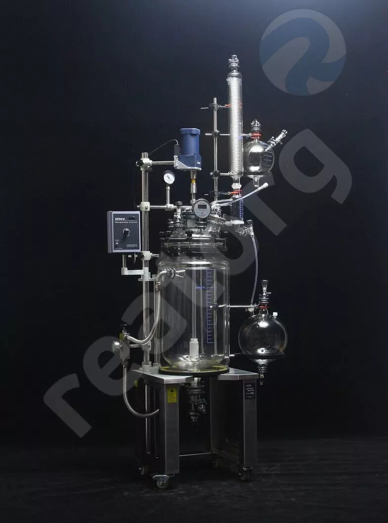 Стеклянный реактор 10л. В реактор объемом 10 литров поместили 8 грамм водорода и этилен. Реактор охладитель с мешалкой р2-2. Реактор 3. Стеклянный реактор 50л.