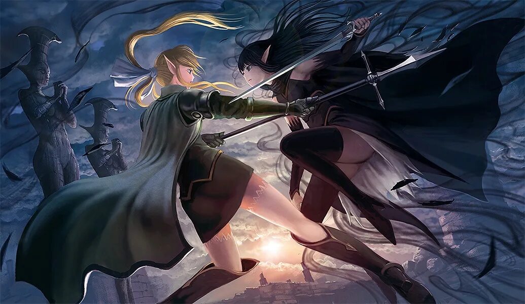 Девушка сражается. Сефирот меч аниме. Pixiv fantasia fallen kings меч. Кагура экзорцист. Девушка воин.