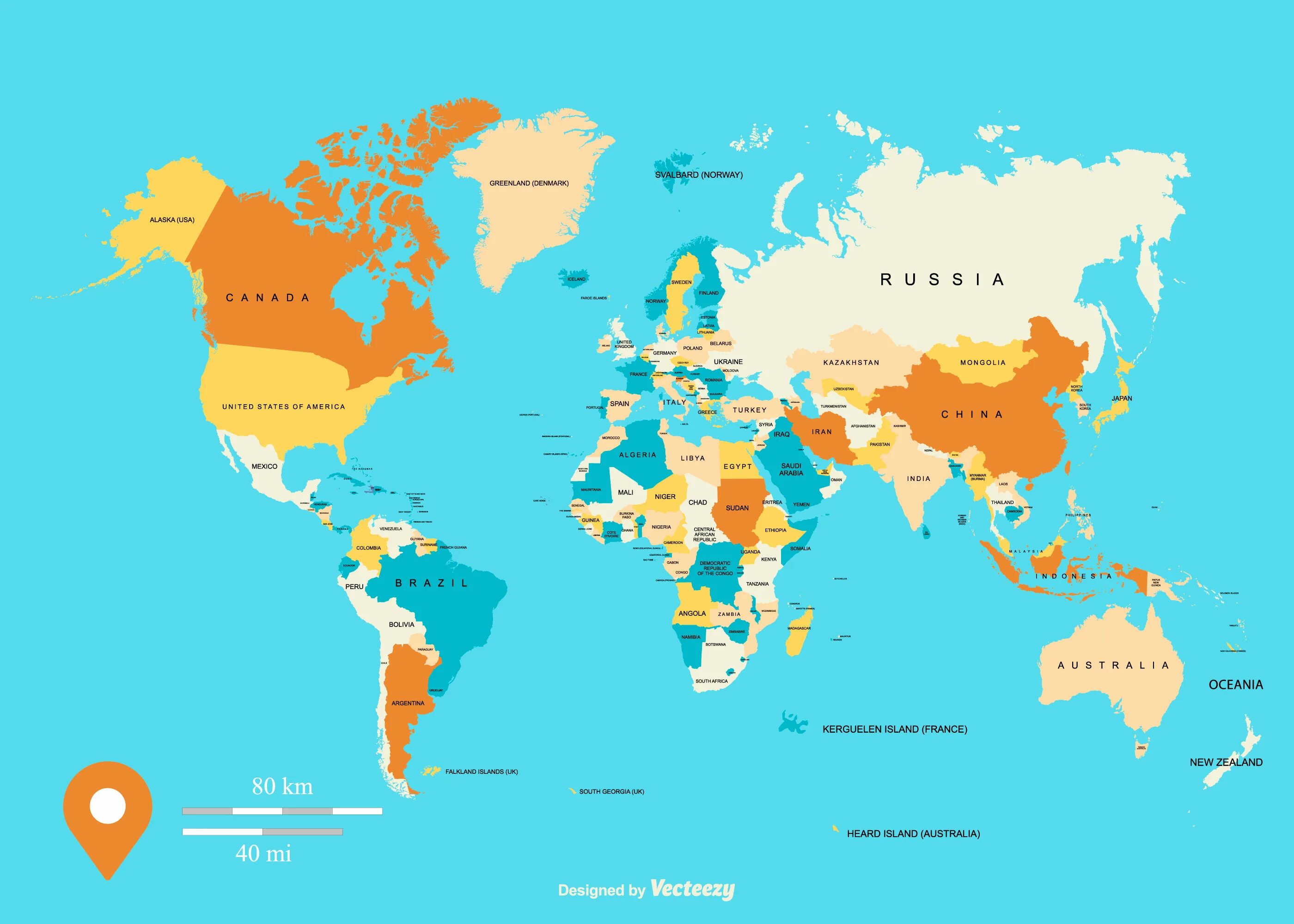 Всемирная карта svg. World Map 2017.