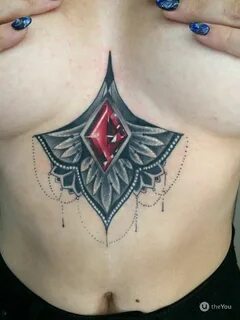 Chest Diamond tattoo women.