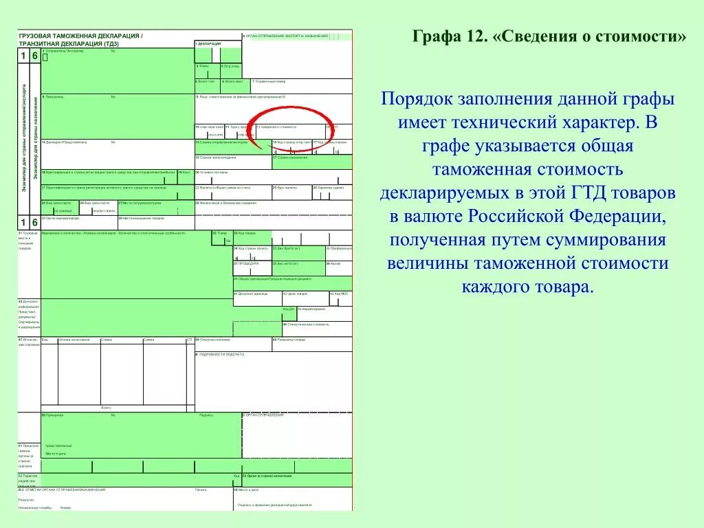 Графа 45 таможенной декларации. Графа с декларации на товары. Графа с в таможенной декларации. Грузовая таможенная декларация. Стоимость декларирования