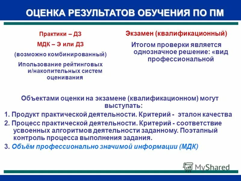 Оценка качества образования на экзамене по профессиональному модулю. Оценка качества образования на практике. Квалификационный экзамен по трудовой деятельности. Квалификационный экзамен пм05. Что является оценкой качества