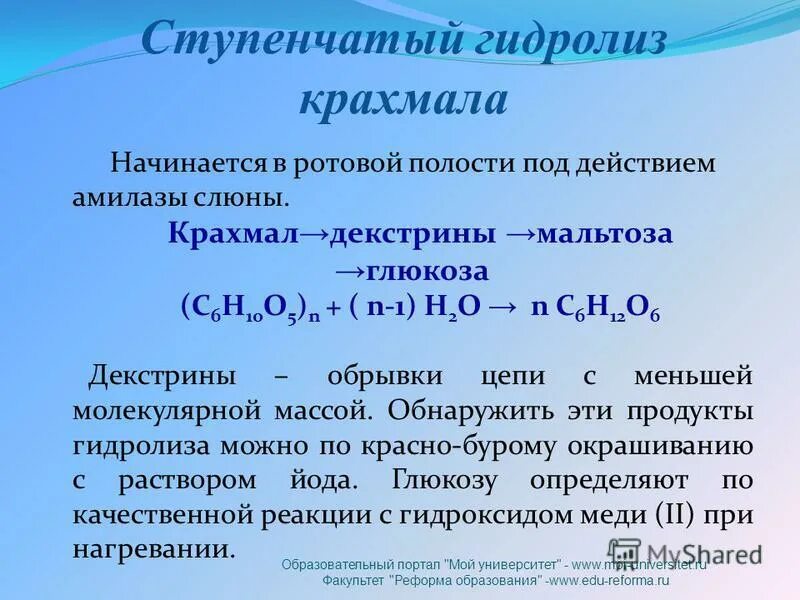 Запишите реакцию гидролиза крахмала. Запишите реакцию гидролиза крахмала