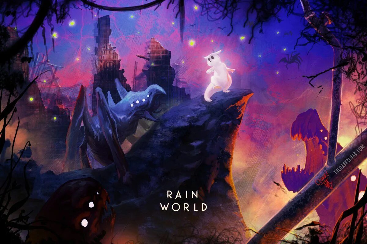 Рейн ворлд. Рейн ворлд арты. Слизнекотик Rain World. Мир дождя игра.