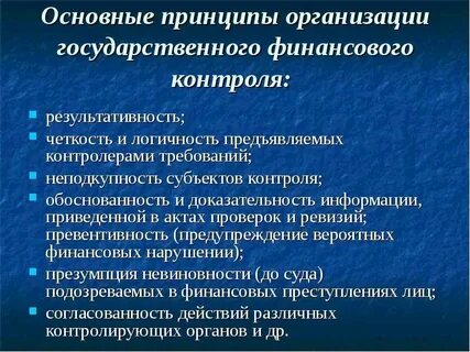Принципы контрольной деятельности финансового контроля