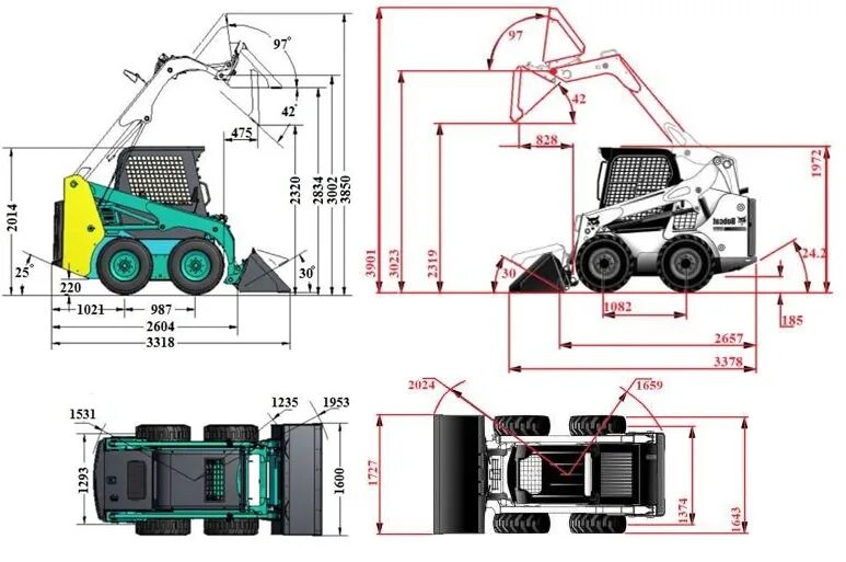 Габариты бобкэт. Габариты Бобкэт 175. Мини-погрузчик Bobcat s530 чертеж. Бобкат с 650 высота подъёма ковша. Погрузчик Sunward 3220 габариты.