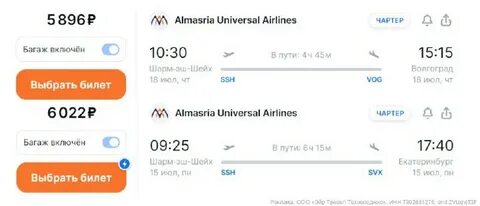 Almasria universal airlines багаж