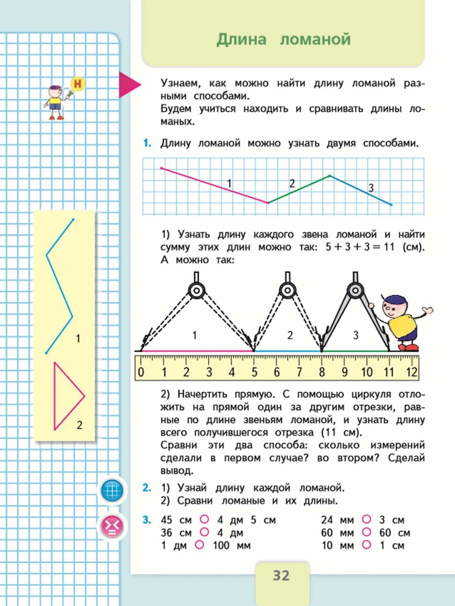 На каком рисунке начерчена ломаная ответ. Учебник по математике 2 класс Моро. Математика 1 класс 2 часть стр 32. Математика 2 класс учебник стр 32. Математика 1 класс 2 часть учебник стр 32.