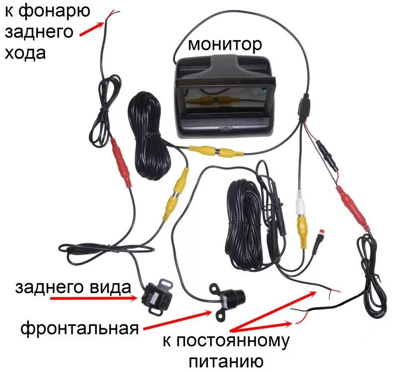 Как подключить вторую камеру. Схема подключения автомобильной видеокамеры. Схема подключения задней видеокамеры.