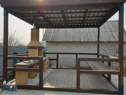 Бюджетная беседка с мангальной зоной