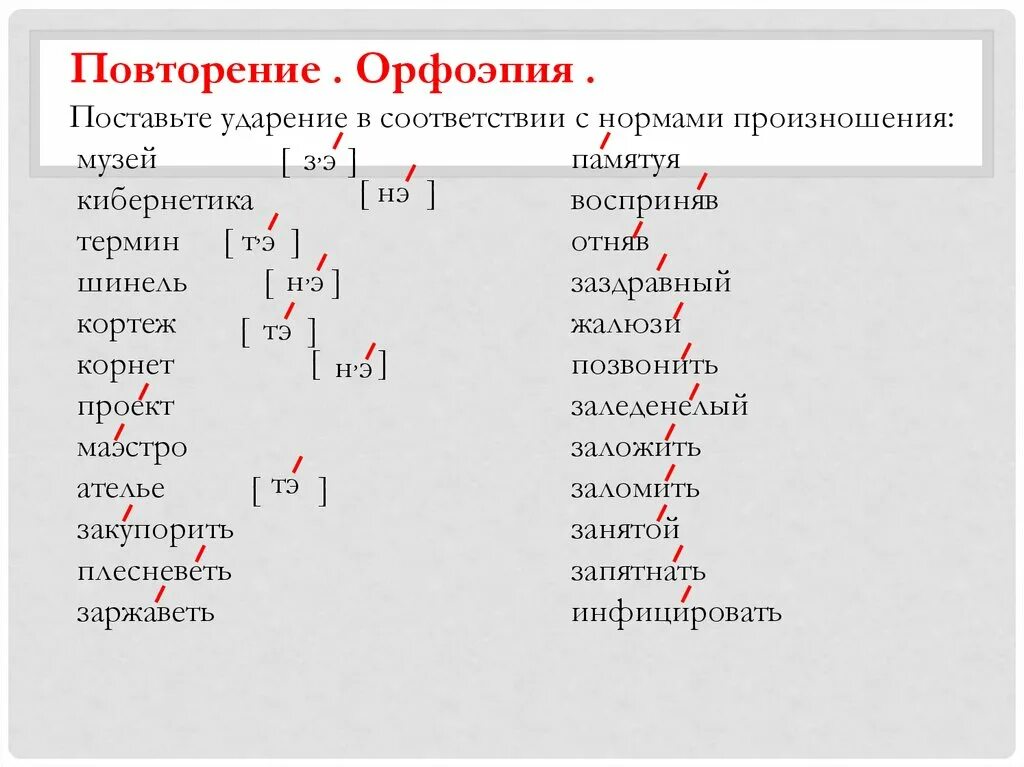 Заревым ударение. Орфоэпический словарь нормы ударения и произношения. Орфоэпия ударение. Орфоэпические задачи. Ударение примеры.