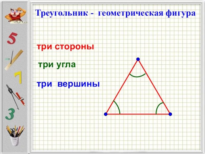 1 угол это фигура. Треугольник. Вершины и стороны треугольника. Вершина треугольника. Элементы треугольника.