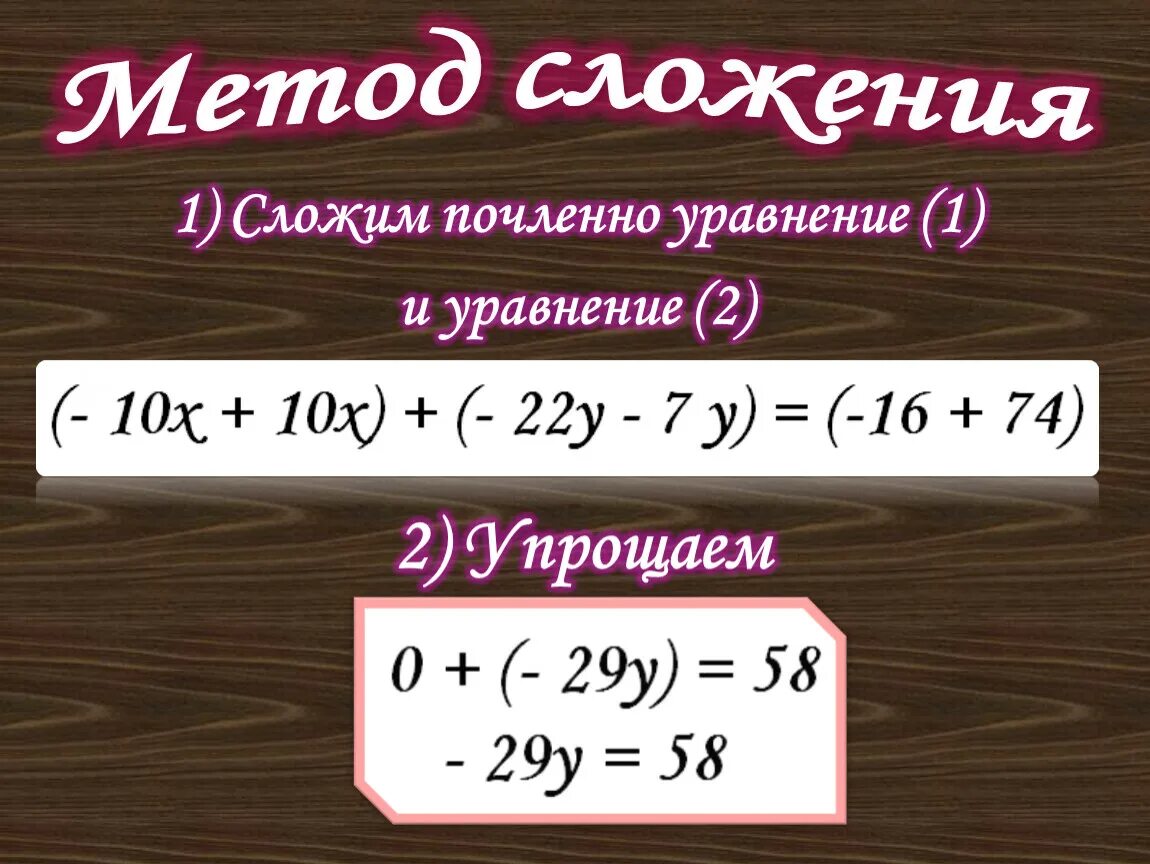 Сложение уравнений почленно. Метод сложения неравенств. Решение уравнений почленно. Метод сложения алгоритм.