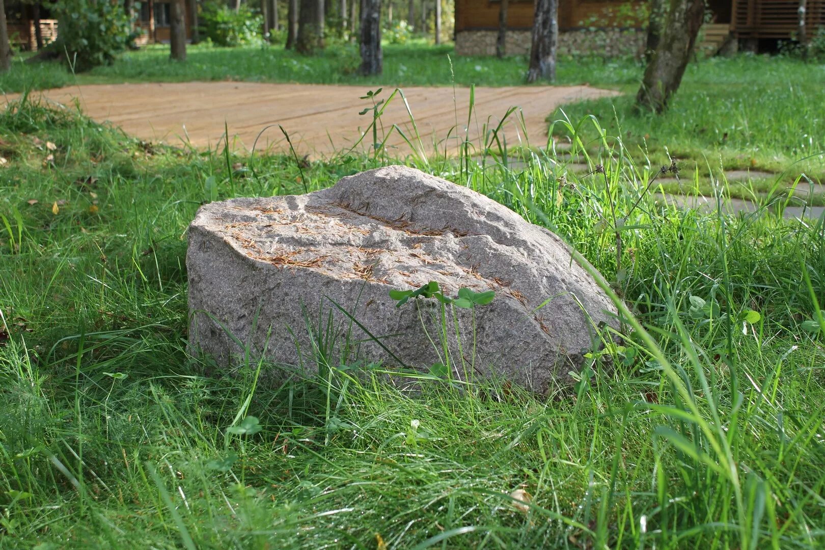 Камень валун. Камень на люк. Булыжник и газон. Камень валун большой.