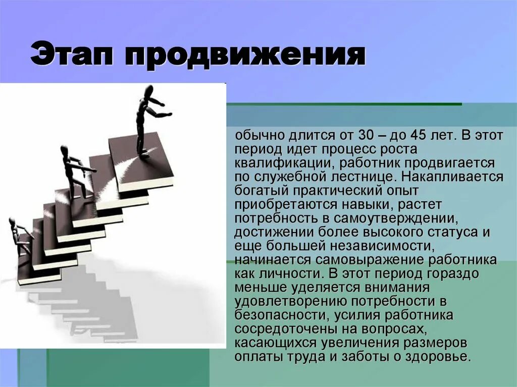 Поступательное продвижение личности в какой либо сфере. Карьерный рост. Модель профессиональной карьеры. Планирование карьеры. Лестница менеджмента.