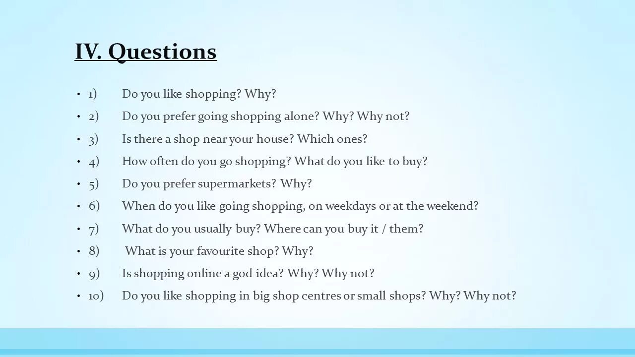 Вопросы по теме shopping. Вопросы по теме shopping по английскому. Topic на английском. Вопросы по теме шоппинг на английском. When do you have holidays