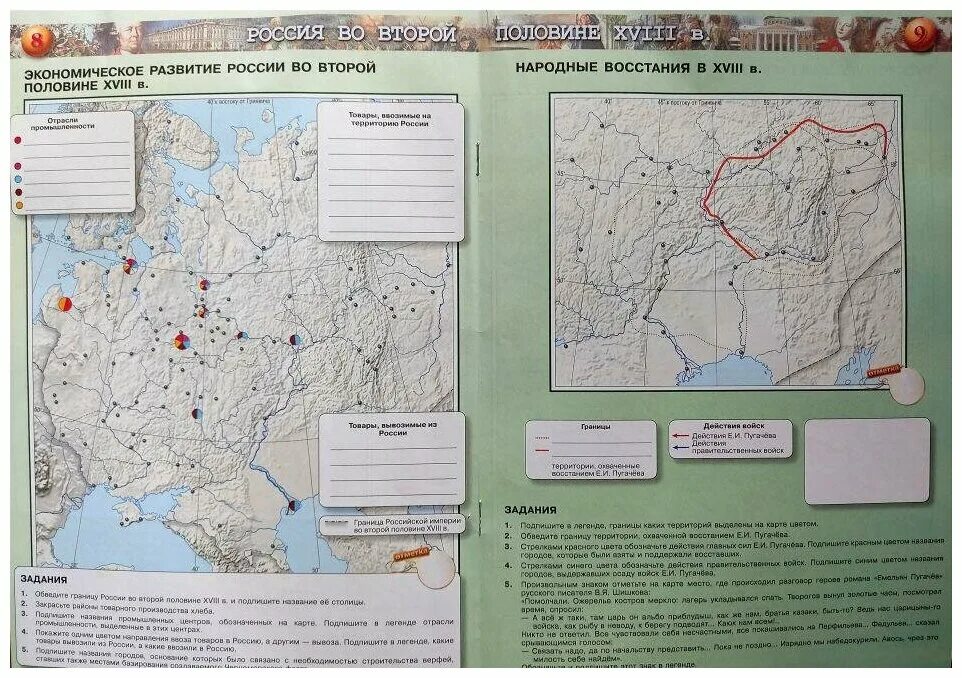 История россии 8 класс контурная карта тороп