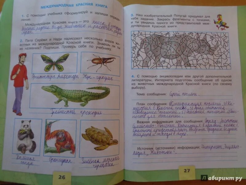 Окружающий мир страница 43 46. Рабочая тетрадь Плешаков 4 класс Международная красная книга. Красная книга России окружающий мир 4 класс рабочая тетрадь. Тема сообщения по окружающему миру 4 класс. Окружающий мир 1 класс.