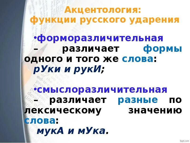 Какова функция слова. Функции ударения. Функции ударения в русском языке. Функции словесного ударения. Функции ударения с примерами.