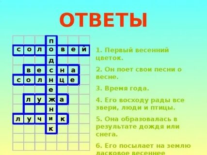 Домашнее задание составить кроссворд