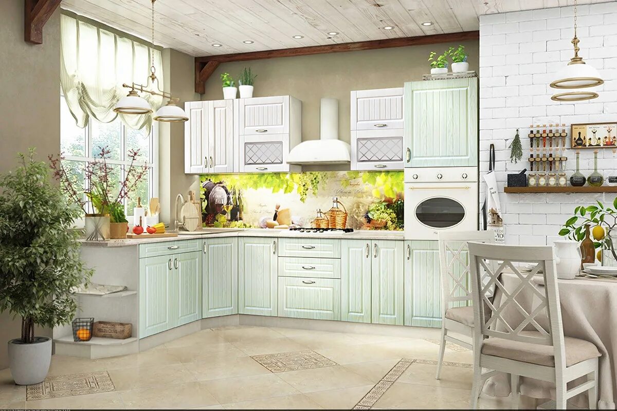 Provence Style Kitchens - Pistachio color - Provence Style Kitchens - 100 ideas 