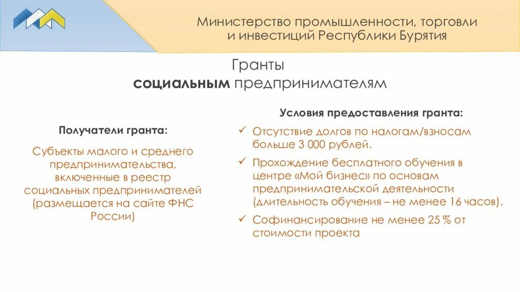 Предоставление грантов социальным предпринимателям