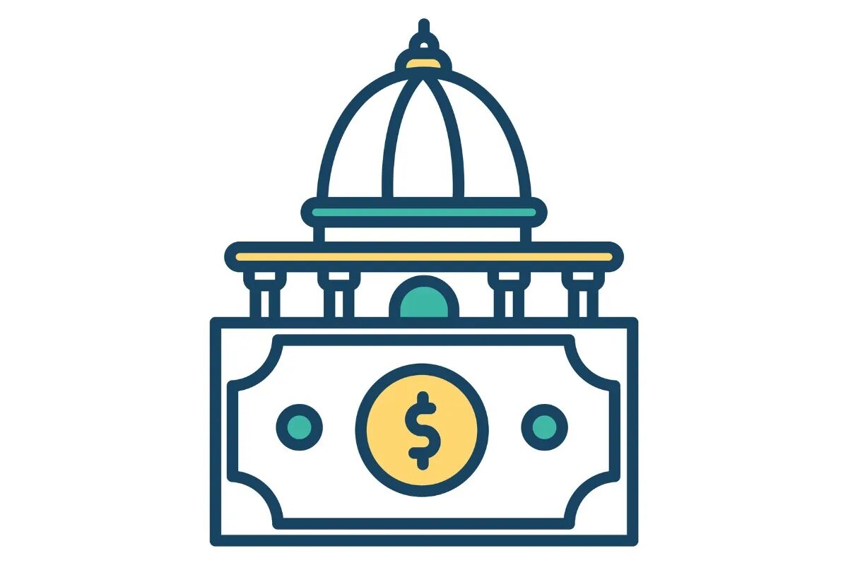 Governmental icons. Bank Commission. State funding
