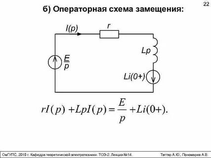 Схемы замещения элементов цепи