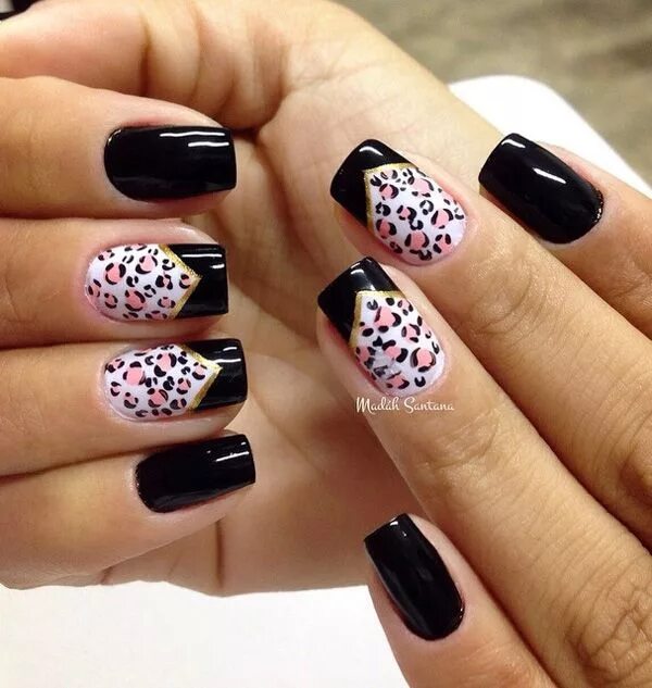 Маникюр белый черный леопард Леопардовый маникюр: 20 фото идей + видео Cheetah nail designs, Leopard print na