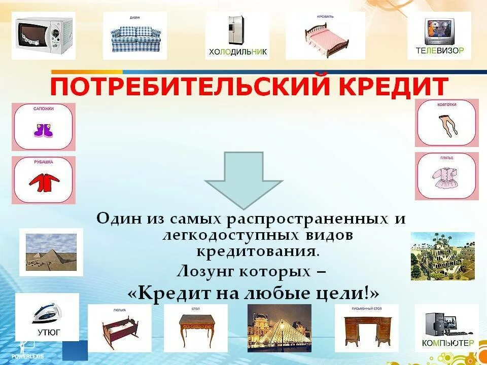 Кредиты в жизни человека проект. Потребительский кредит. Потребительский кредитредит. Потребительсик йкреддит. Виды потребительских кредитов.