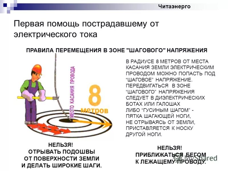 Сколько метров составляет зона шагового напряжения. Действия при попадании в зону шагового напряжения. Правила выхода из зоны действия шагового напряжения. Освобождение пострадавшего от действия шагового напряжения. Шаговое напряжение выход из зоны шагового напряжения.