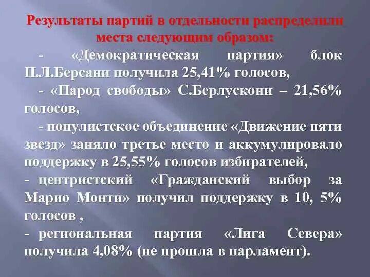 Партийная система Италии. Партийные блоки Италии. Избирательная система Италии. Характеристика избирательной системы Италии.