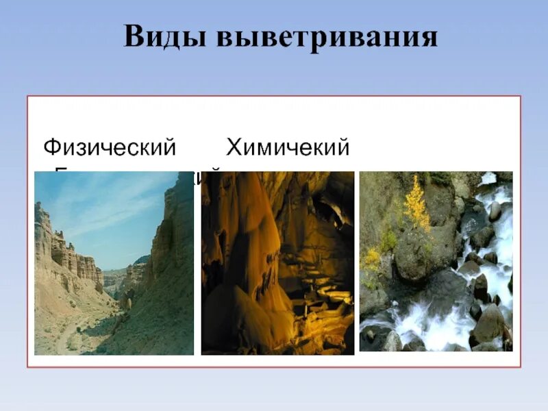 Какое бывает выветривание почему оно так называется. Виды выветривания. процессы выветривания. выветривание формы биологическое. типы физического выветривания.