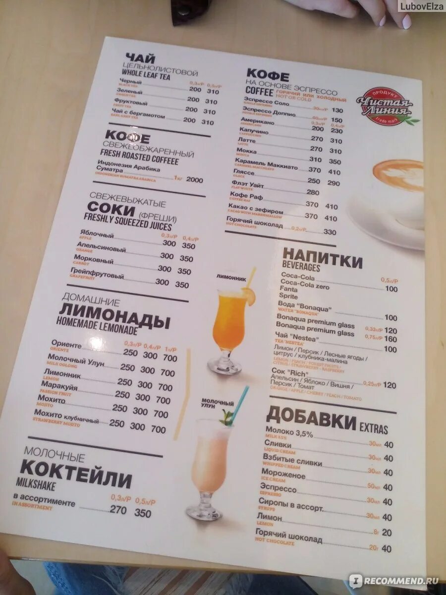 Кафе линь меню. Кафе линь меню