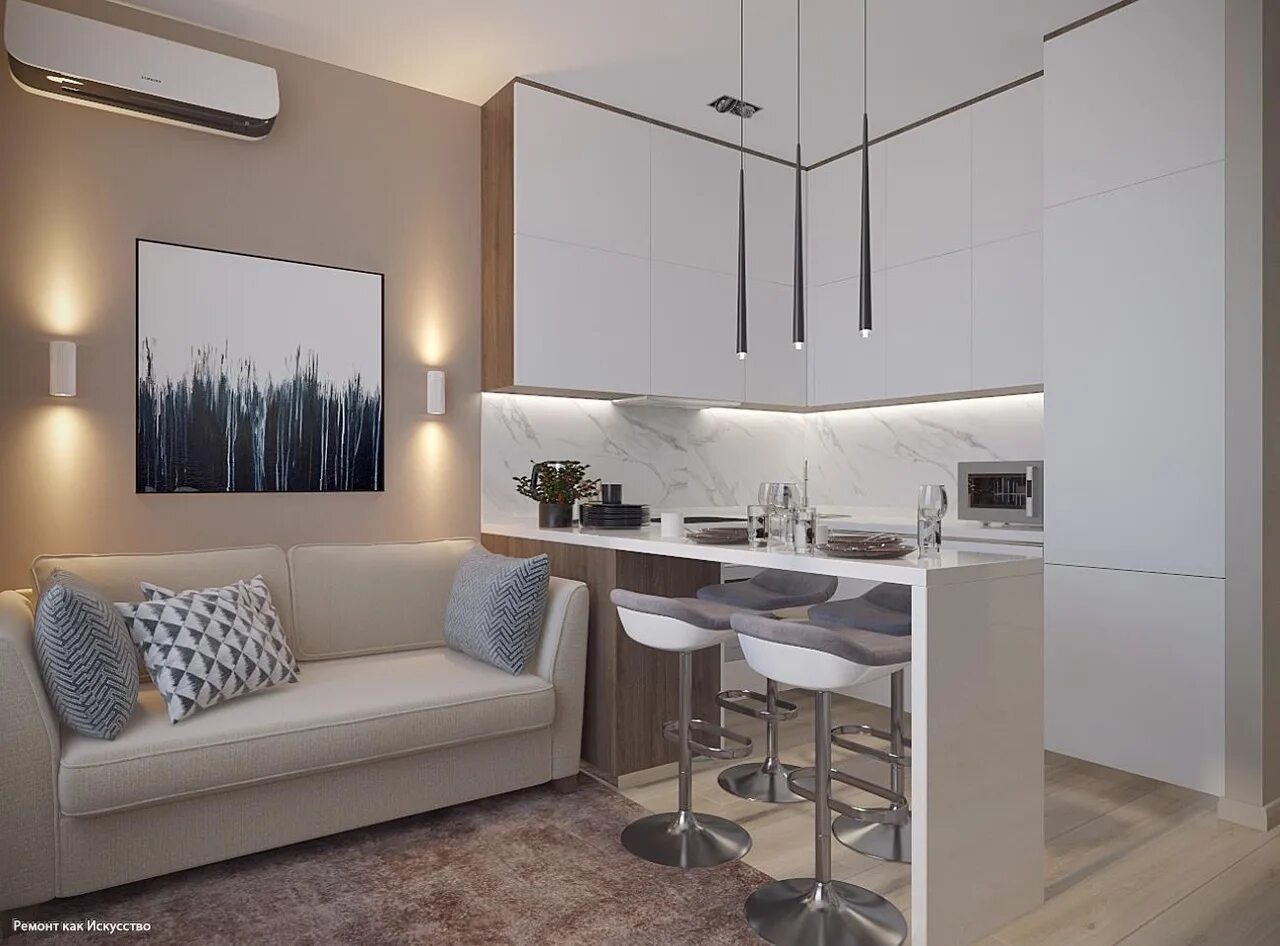 М. Квартира 43 квадрата. Студия в стиле лофт 25 м2. М однокомнатная. Современный интерьер однушки 43 кв.