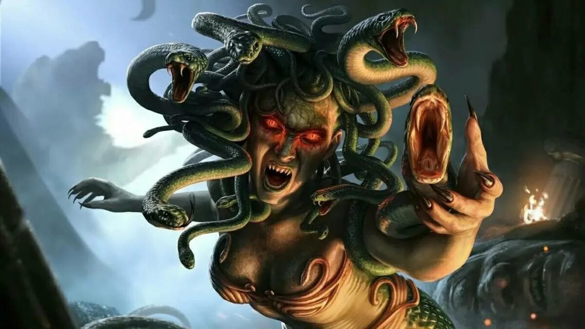 Медуза горгона до превращения. Горгоны сфено эвриала и медуза. Медуза горгона блэкоул. Змея горгона. Женщина змея горгона.